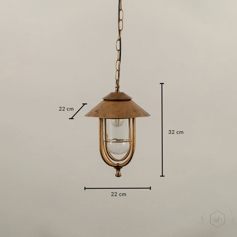 Lima Outdoor Hanging Light Gold Large Dimensions