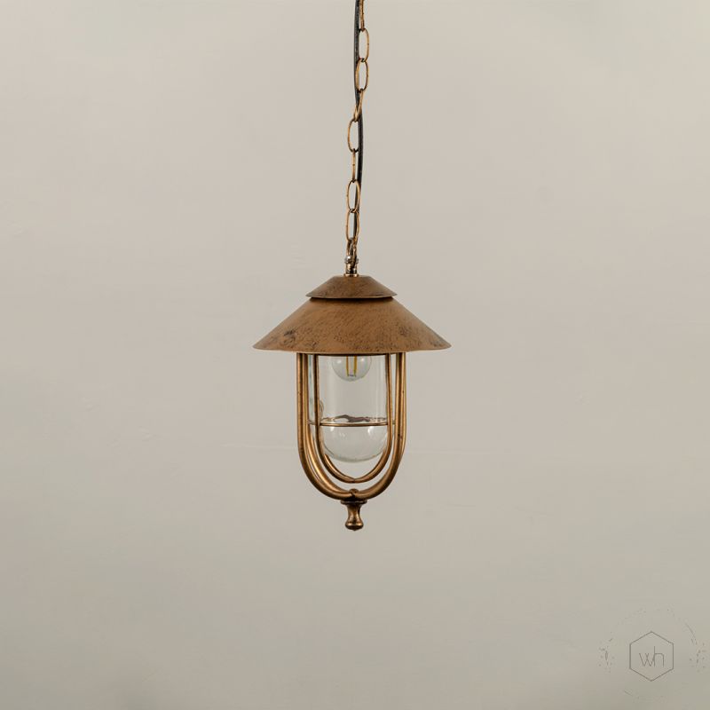 Lima Outdoor Hanging Light Gold Large light off white background