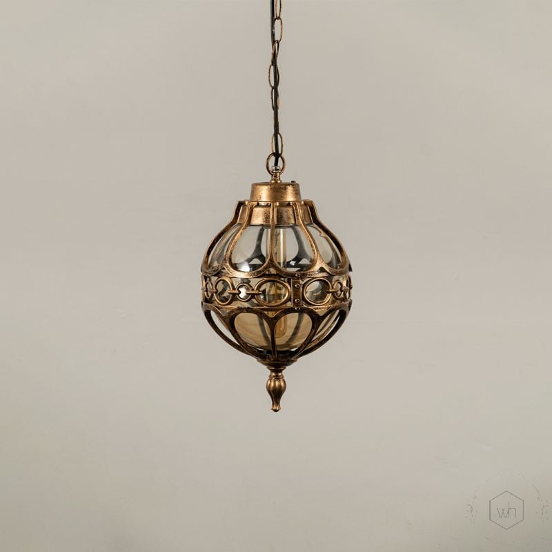 Seraphina Outdoor Hanging Light Bronze light off white background