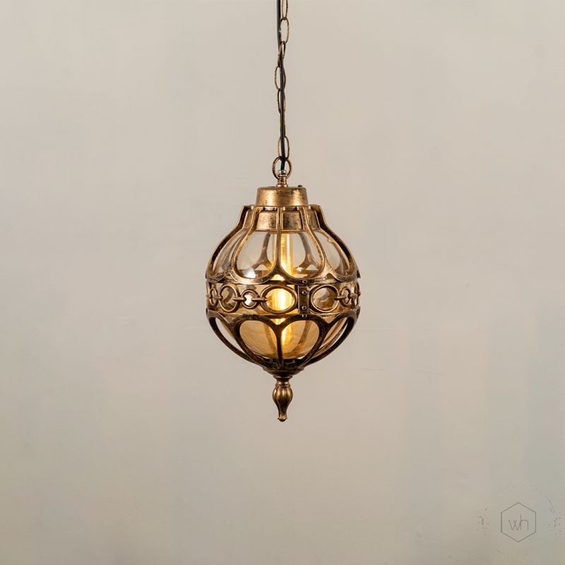 Seraphina Outdoor Hanging Light Bronze light on white background