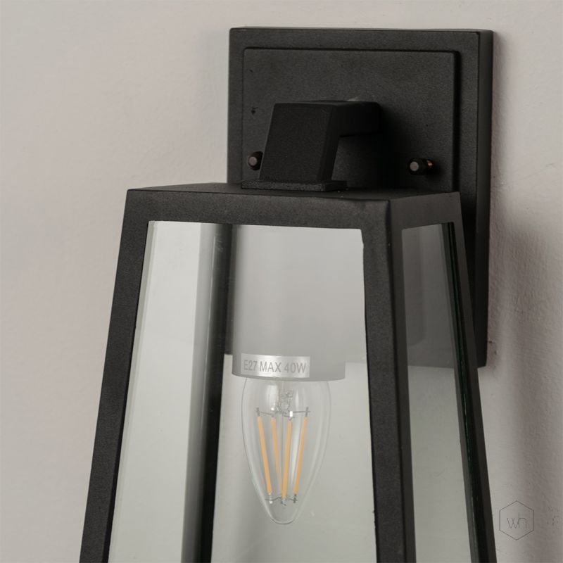 onset black outdoor wall light large closeup