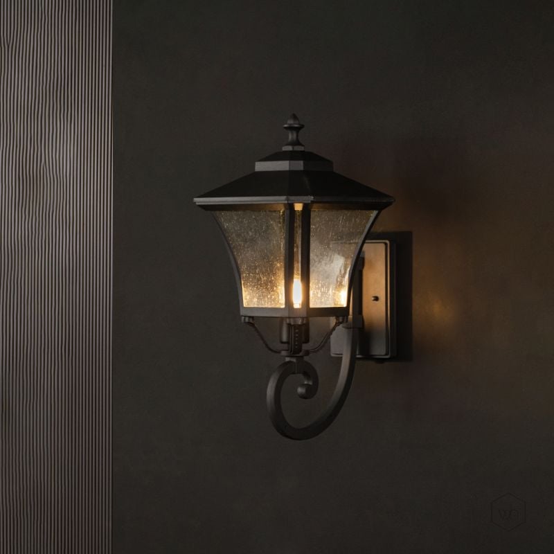 Chamber Upward Outdoor Wall Light Black light on black background