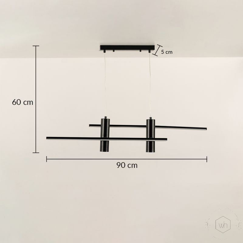 Parallel 2 Light Chandelier Black Dimensions