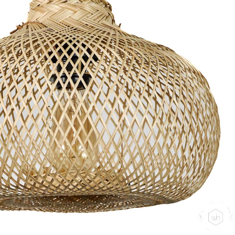 Poppy Bamboo Pendant Lamp - Beige Closeup