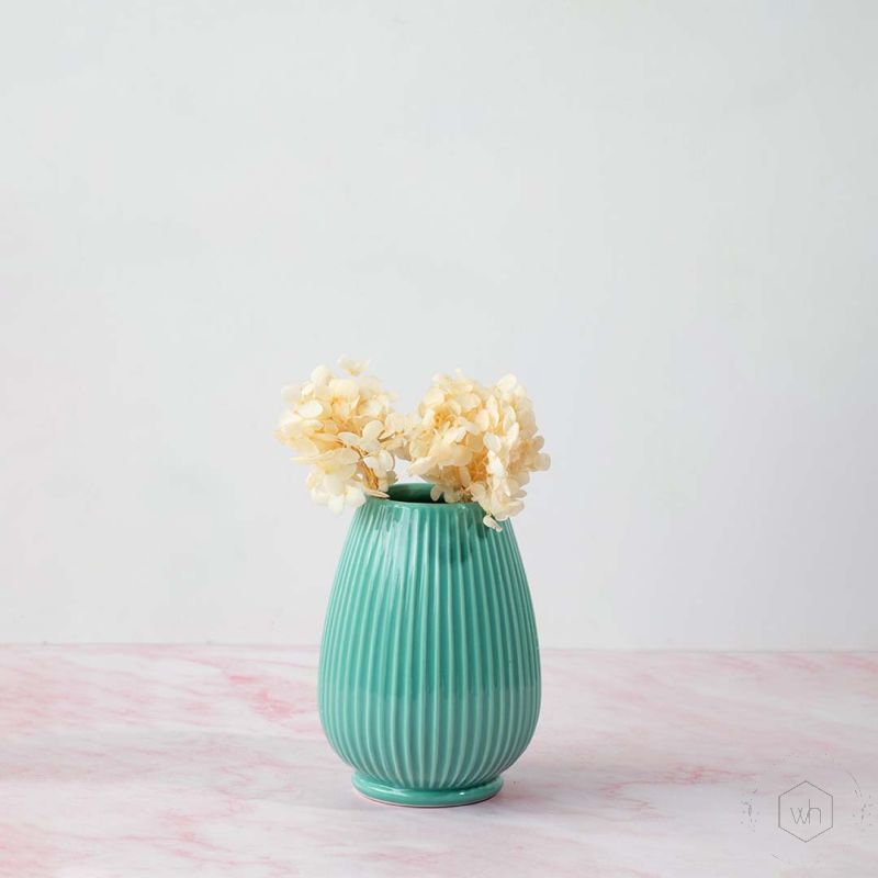 Rigel Ceramic Flower Vase - Green Lifestyle