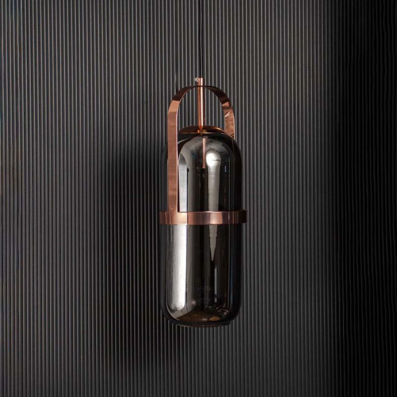 Romi Drop Hanging Light - Smoky Light Off Black Background