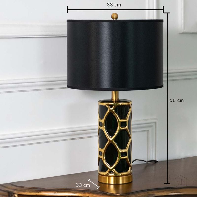 Rowan Black Ceramic Table Lamp - Small Dimensions