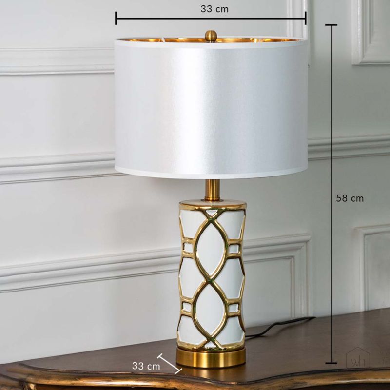 Rowan White Ceramic Table Lamp - Small Dimensions