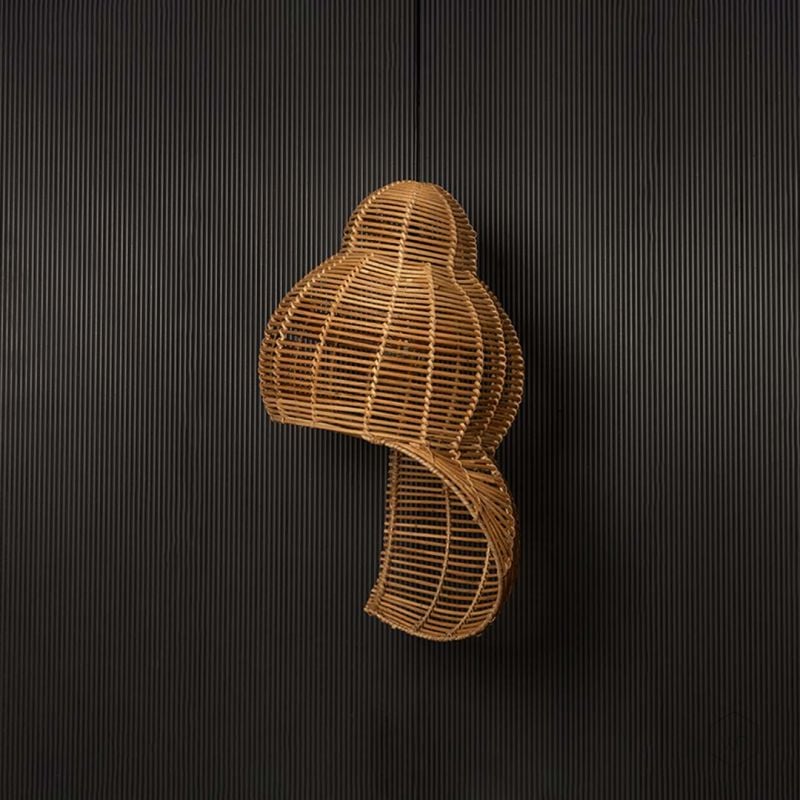 Silvia Handwoven Bamboo Pendant Light Off Black Background