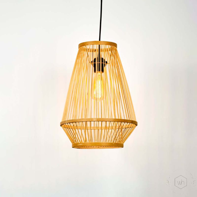 Trumpet Bamboo Pendant Lamp Light On White Background