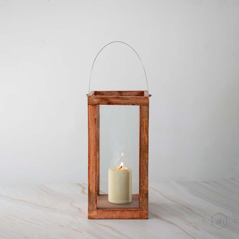 Wald Wooden Lantern Medium Light On White Background