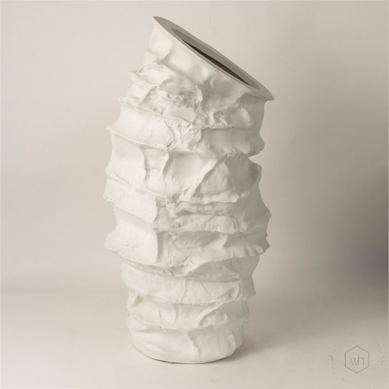 Wavy Rim Table Vase - WhiteSide Angle