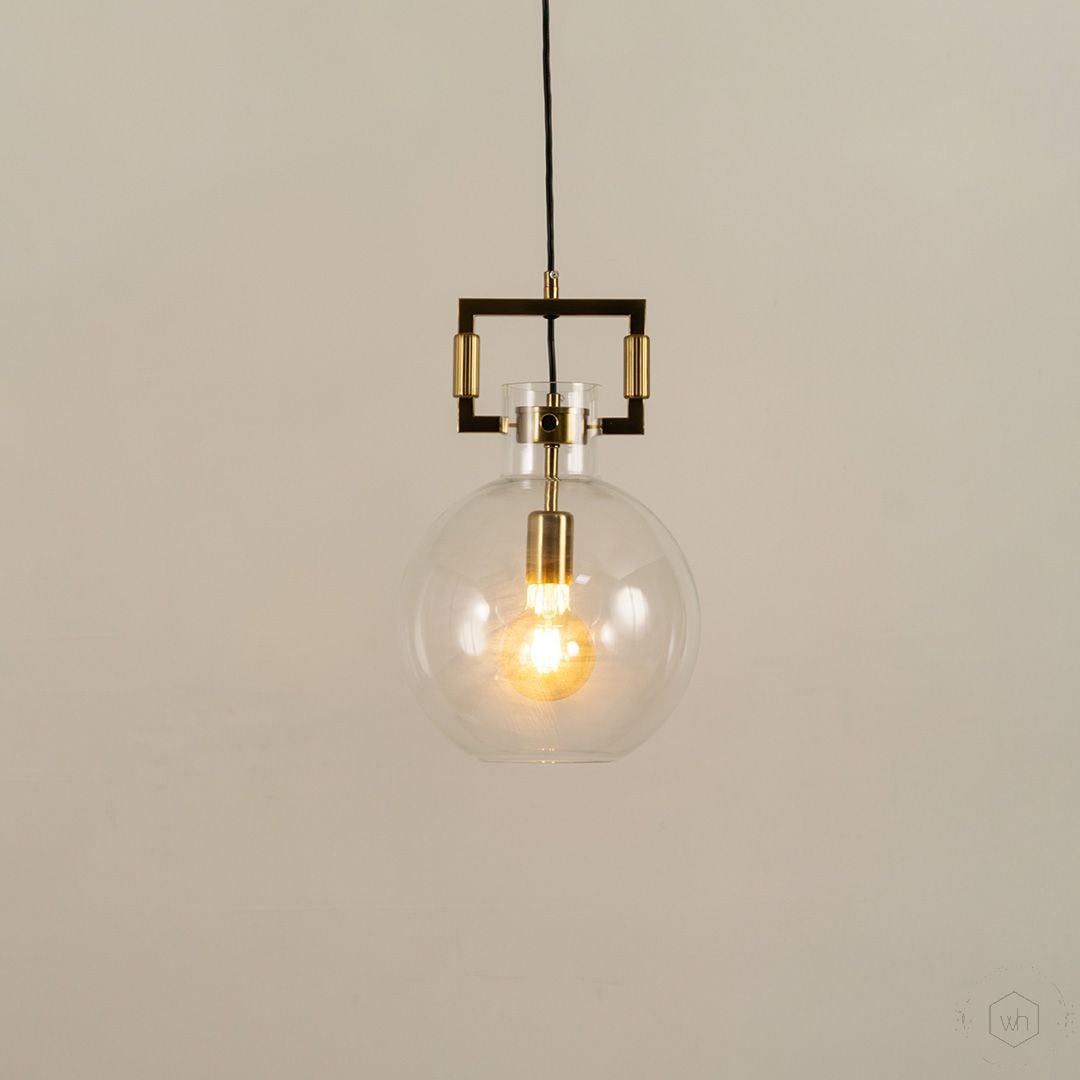 Aspen Clear Glass Hanging Pendant Lamp Round Shade