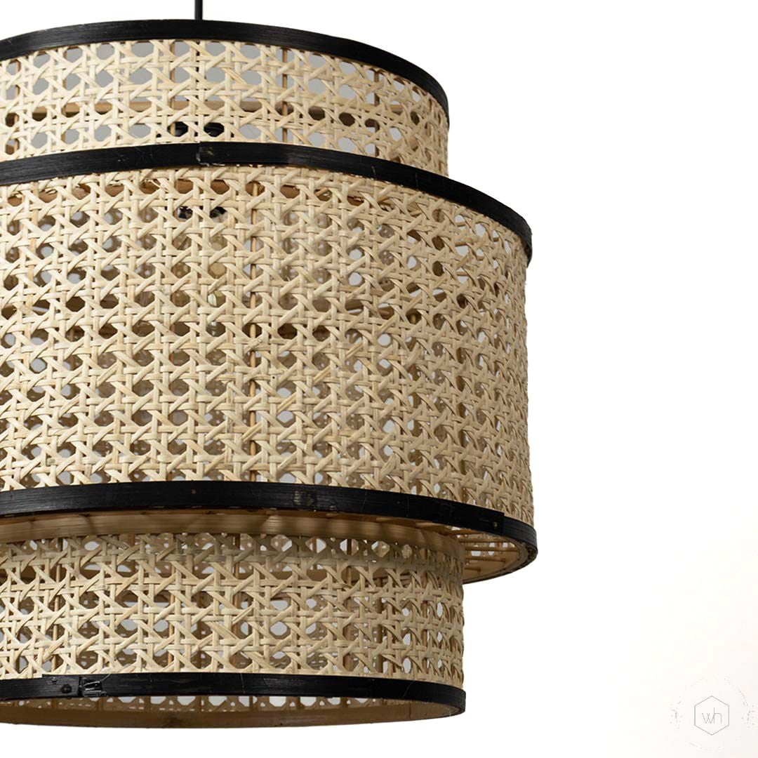 Dual Layered Rattan Pendant Light