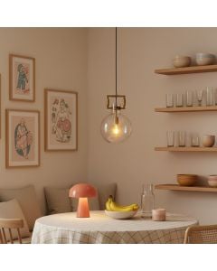 aspen clear glass hanging pendant lamp round shade main lifestyle