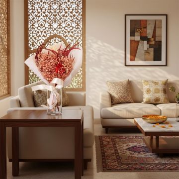 peach love infinity rose bouquet main lifestyle