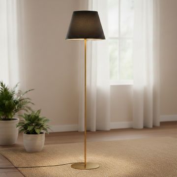 Klaviyo Linear Gold Floor Lamp with Barrel Shade - Black
