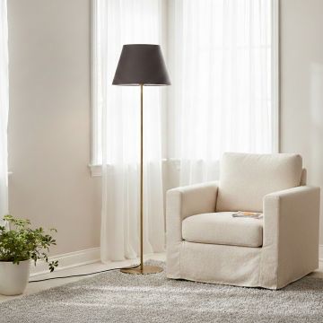 Klaviyo Linear Gold Floor Lamp with Suede Shade - Dark Grey