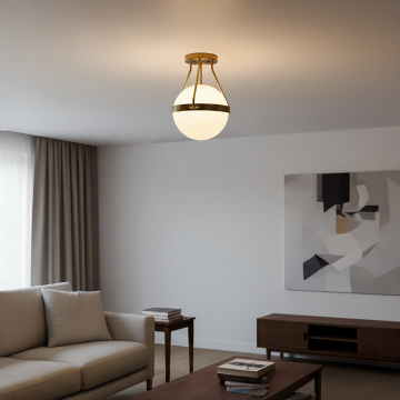  globo semi flush ceiling light gold main lifestyle