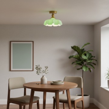 fleur glass ceiling light green main lifestyle