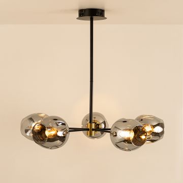 Flannel 5 Linear Chandelier  - Chrome Light on white background
