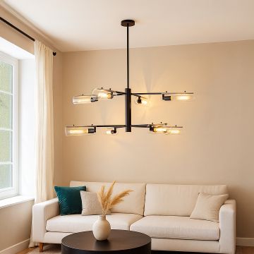 ariel 8 light chandelier black main lifestyle