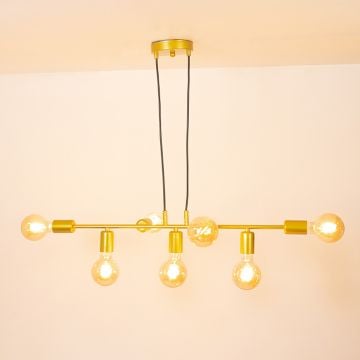 Kara 7 Light Chandelier Gold Light On White Background