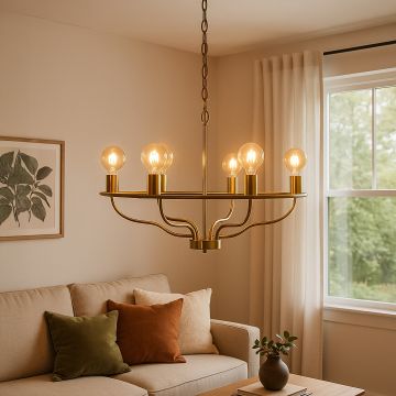 aiwen 6 light industrial chandelier gold main lifestyle