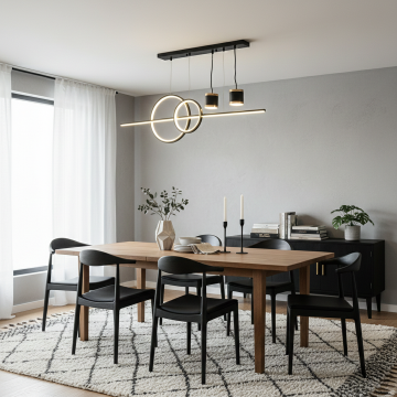 gorrsen led linear chandelier black main lifestyle