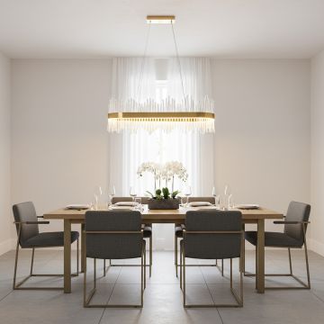 modern waterfall rectangular led chandelier main lifestyle