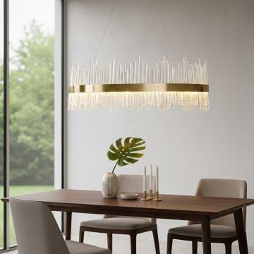 modern waterfall round led chandelier main lifestyle