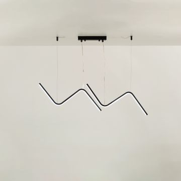 Wave Line Island Chandelier Black Light On White Background