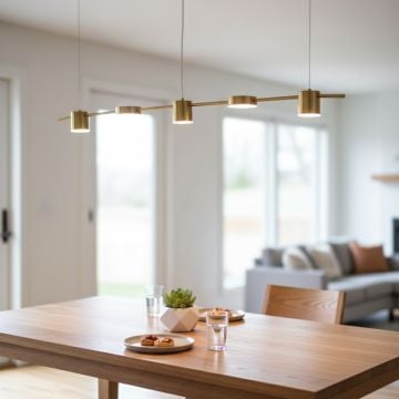 5 light linear led island chandelier gold main lifestyle