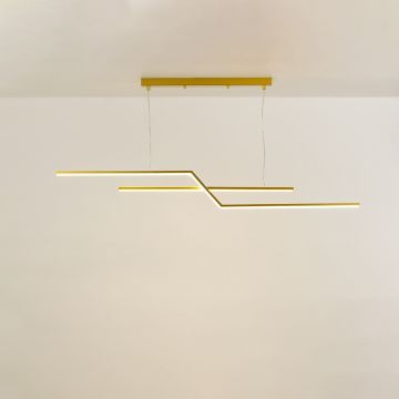 Parallel Fold 2 Light Chandelier Gold Light On White Background