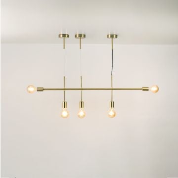Zeus 5 Light Chandelier Gold light on white background