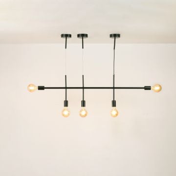 Zeus 5 Light Chandelier Black light on white background