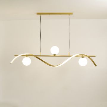 Aball Helix 4 Light Chandelier Gold light on white background
