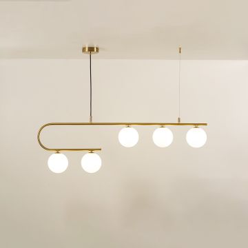 Aball Island 5 Light Chandelier Gold Light On White Background