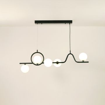 Aball 5 Light Geometric Chandelier Black light on white background