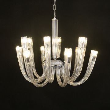 luceris 12 light glass chandelier light on black background