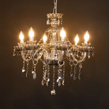 amaris 6 light crystal chandelier light on black background