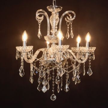 belmora 6 light crystal chandelier light on black background