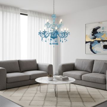 bezel 12 light victorian candle chandelier blue main lifestyle