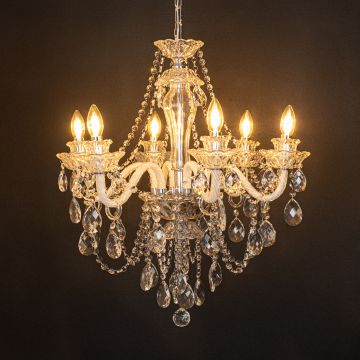silvarra 6 light crystal chandelier light on black background