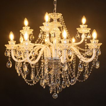 silvarra 12 light crystal chandelier light on black background