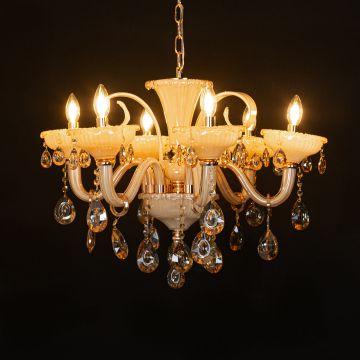 valenca 6 light crystal chandelier light on black background