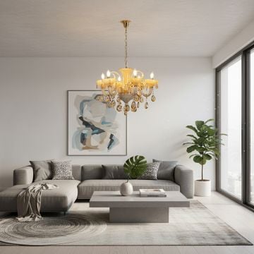 valenca 6 light crystal chandelier main lifestyle