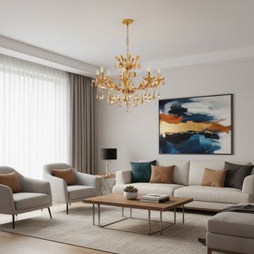 seraphina 8 light crystal chandelier gold main lifestyle