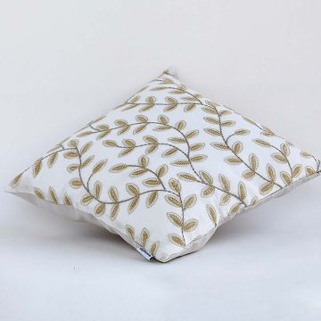 Osage Designer Tawny Embroidered Cotton Cushion Cover White Background 1