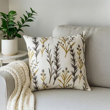colourfully embroidered leafy cushion cover cotton main lifestyle
